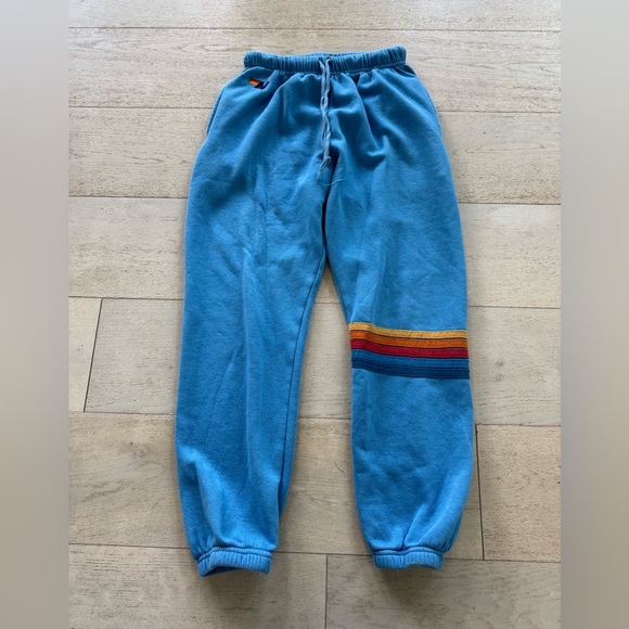 Aviator Nation Rainbow Stitch Sweatpants ocean S - Picture 3 of 7
